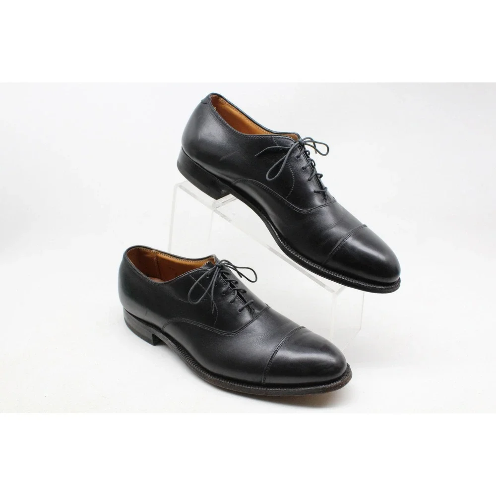 Alden 907 Mens 9.5 A/C Black Leather Straight Tip Bal Oxford Cap Toe Shoes
